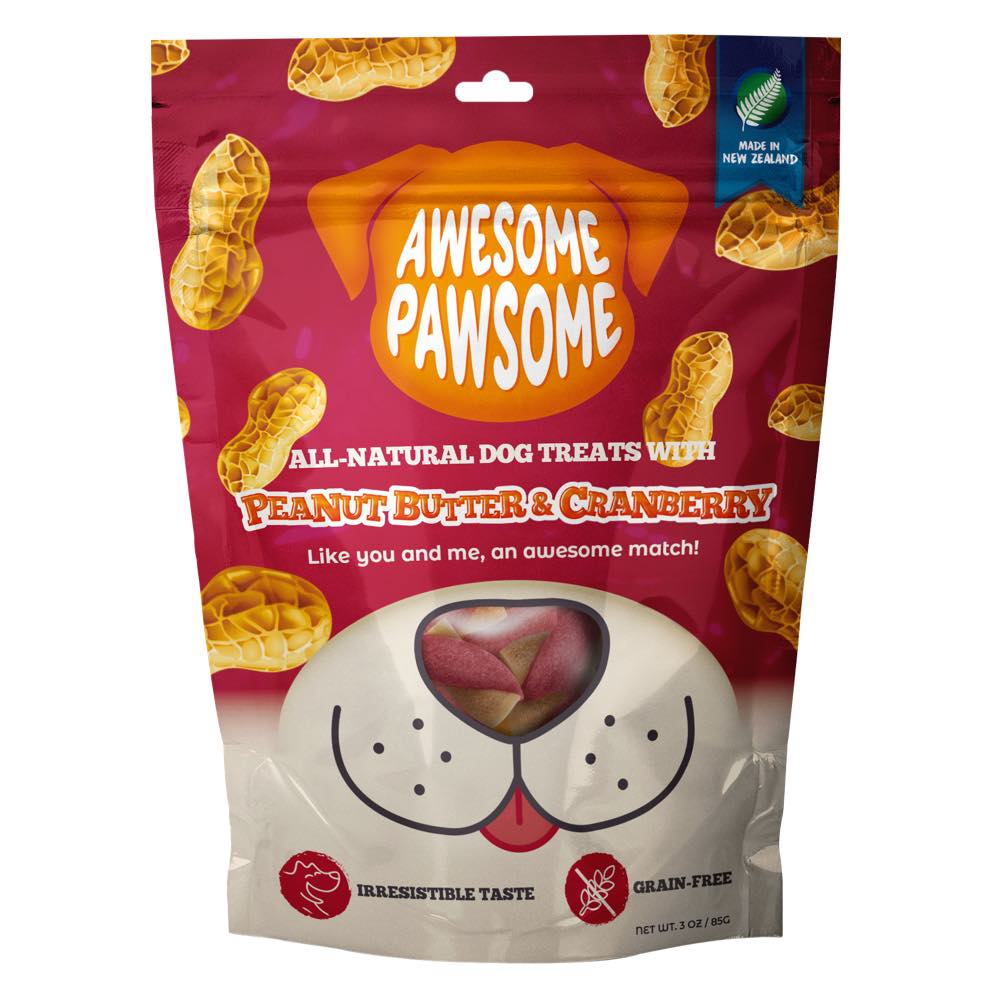 Awesome Pawsome Peanut Butter & Cranberry Grain-Free Dog Treats 3oz