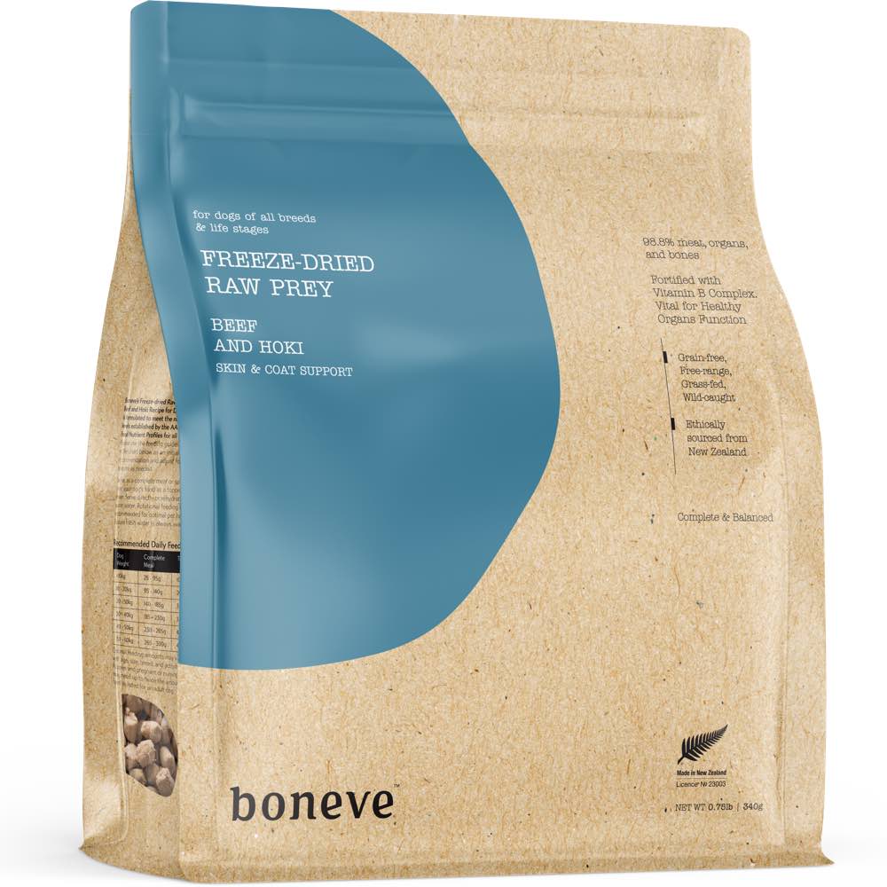 $6 OFF 100g (Exp 5Mar26): Boneve Beef & Hoki Skin & Coat Support Grain-Free Freeze-Dried Raw Dog Food