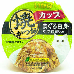 6 FOR $13: Ciao Grilled Skipjack Tuna In Gravy With White Meat & Dried Bonito Topping Cup Cat Food 70g