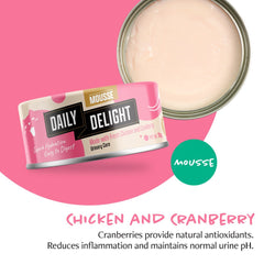 Daily Delight Mousse Chicken & Cranberry Grain-Free Canned Cat Food 70g