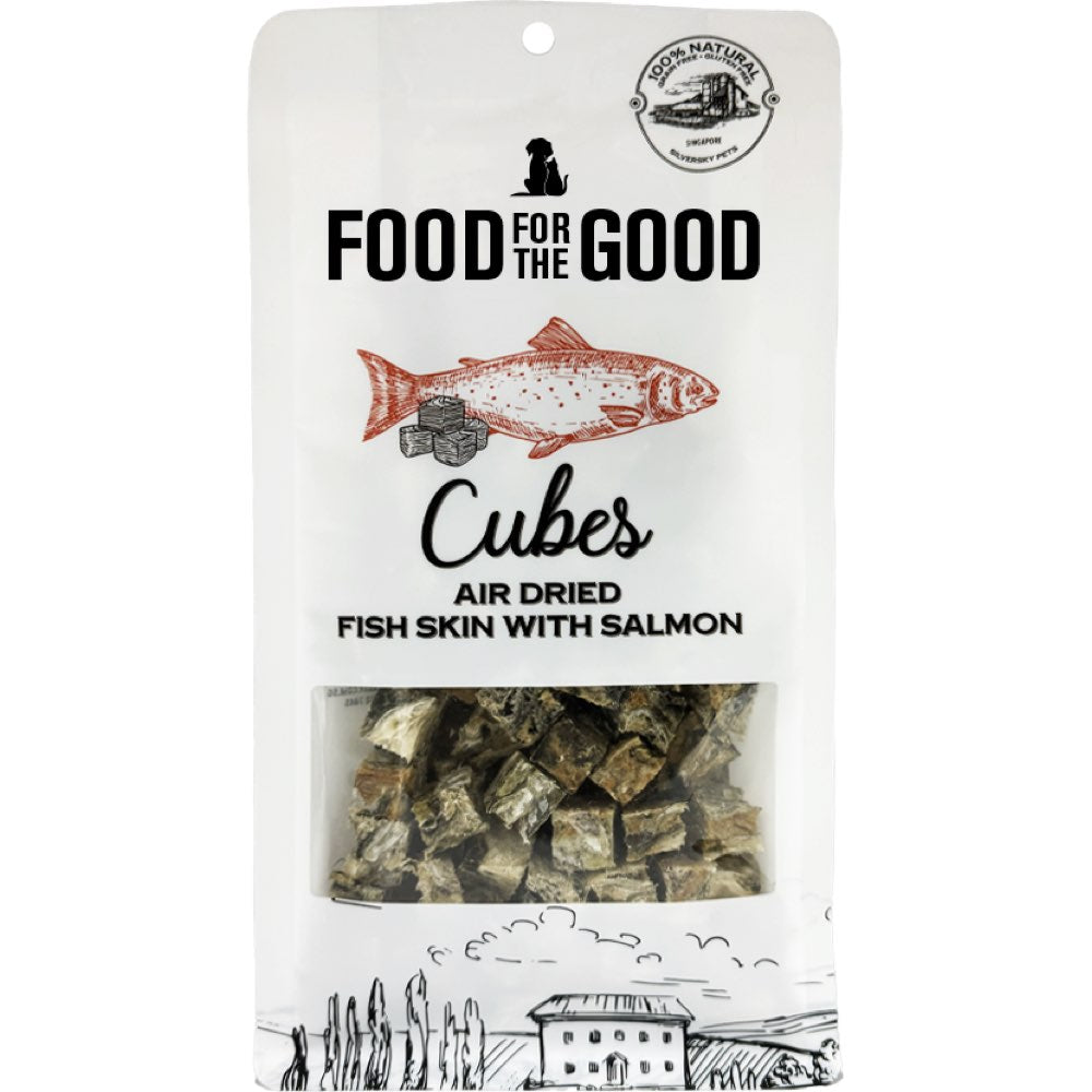Food For The Good Fish Skin With Salmon Cubes Air-Dried Treats For Cats & Dogs 120g