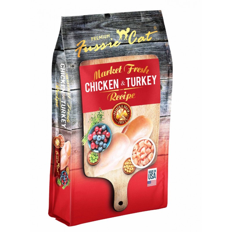 25% OFF: Fussie Cat Market Fresh Chicken & Turkey Recipe Grain-Free Dry Cat Food 10lb