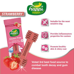 10 FOR $12: Happi Skippi (Doggy) Zest Strawberry 4 Inch Dental Dog Chew 25g