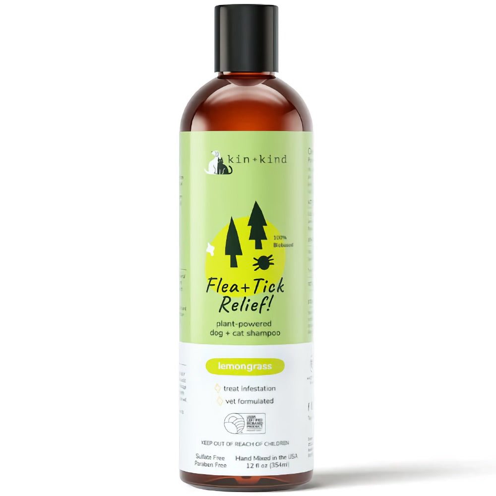 $3 OFF (Exp May 2026): Kin+Kind Flea & Tick Relief Cat & Dog Shampoo (Lemongrass Scented) 12oz