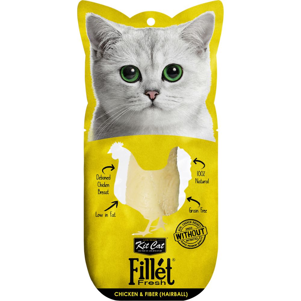 Kit Cat Fillet Fresh Chicken & Fiber (Hairball) Cat Treat 30g (Exp 9Feb26)