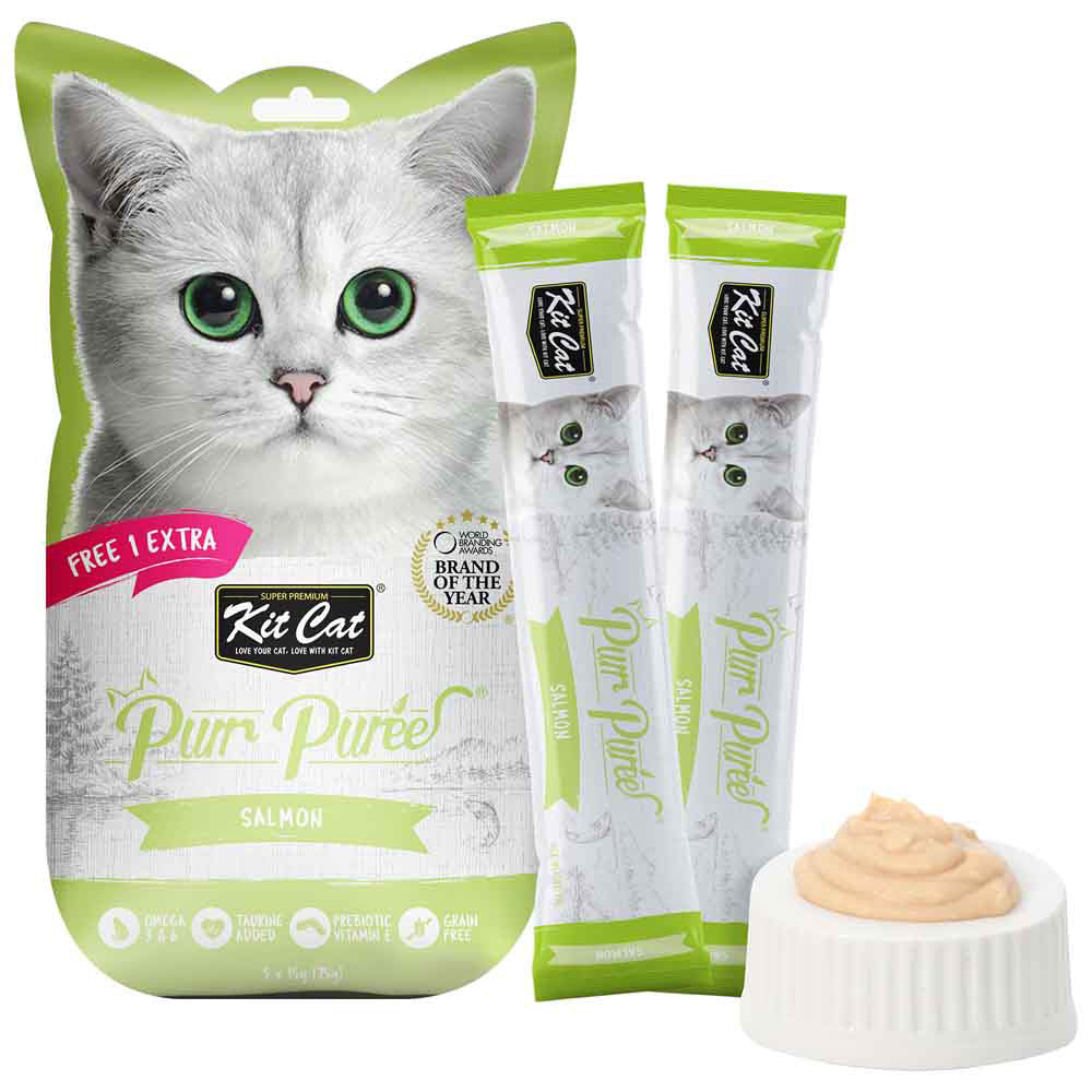 Kit Cat Purr Puree Salmon Liquid Cat Treats 5x15g