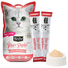 Kit Cat Purr Puree Salmon & Fiber (Hairball) Liquid Cat Treats 5x15g