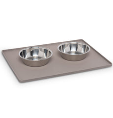 Messy Mutts & Cats Silicone Non-Slip Pet Bowl Mat For Cats & Dogs (Small, Grey)