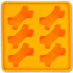 Messy Mutts Framed Silicone Popsicle  Dog Treat Mold (6 Bones, Orange)