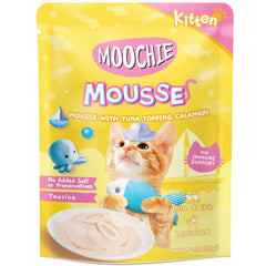 20% OFF: Moochie Mousse With Tuna Topping Calamari Kitten Pouch Cat Food 70g x 12
