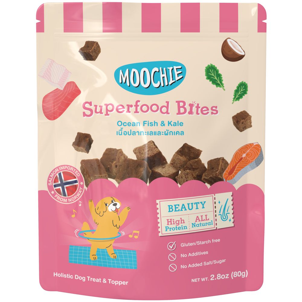 Moochie Superfood Bites Ocean Fish & Kale Dog Treats 80g
