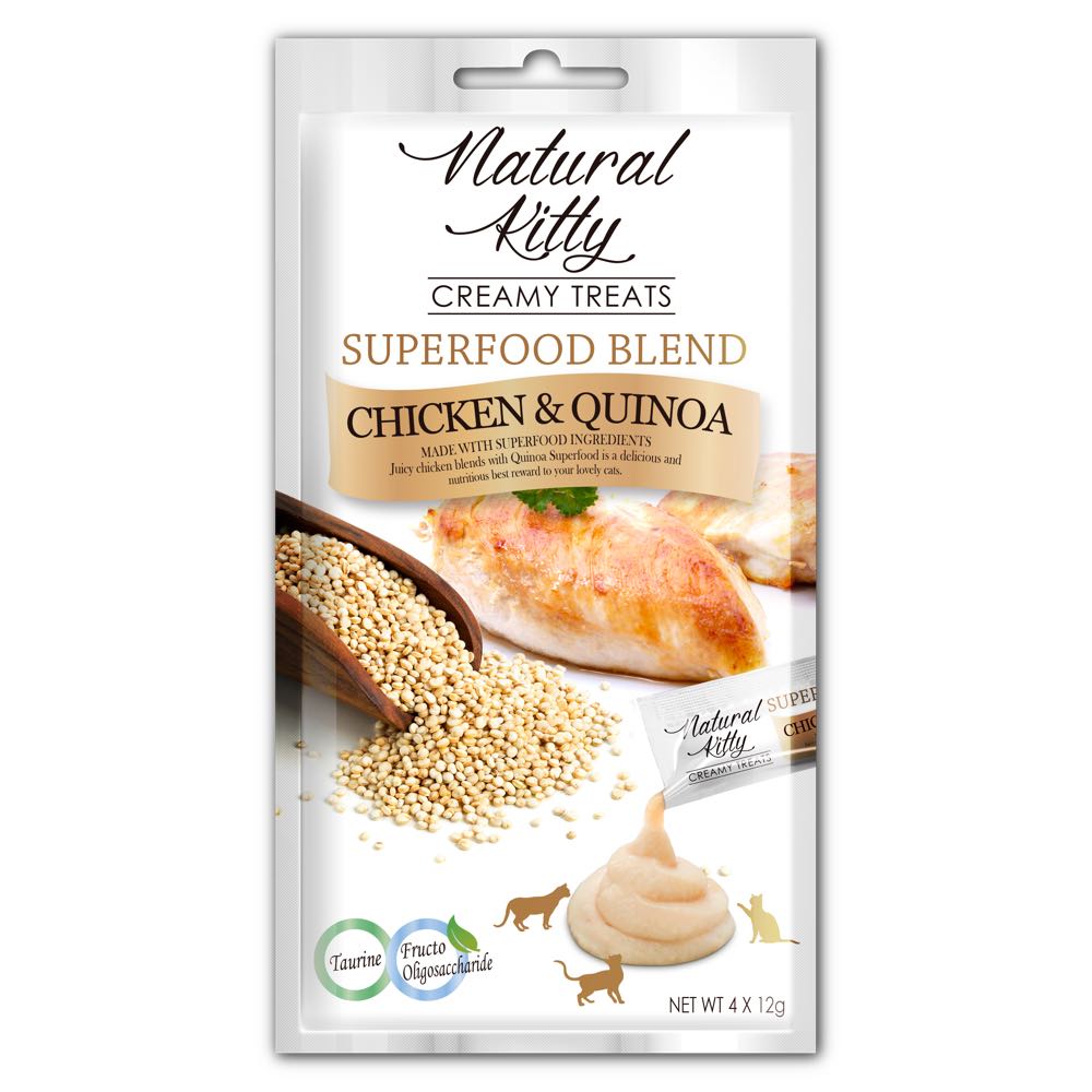 Natural Kitty Superfood Blend Chicken & Quinoa Creamy Liquid Cat Treats 48g