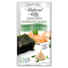 Natural Kitty Superfood Blend Chicken & Seaweed Creamy Liquid Cat Treats 48g