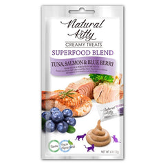 Natural Kitty Superfood Blend Tuna, Salmon & Blueberry Creamy Liquid Cat Treats 48g