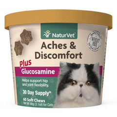 15% OFF: NaturVet Aches & Discomfort Plus Glucosamine Soft Chews Supplement For Cats 60ct
