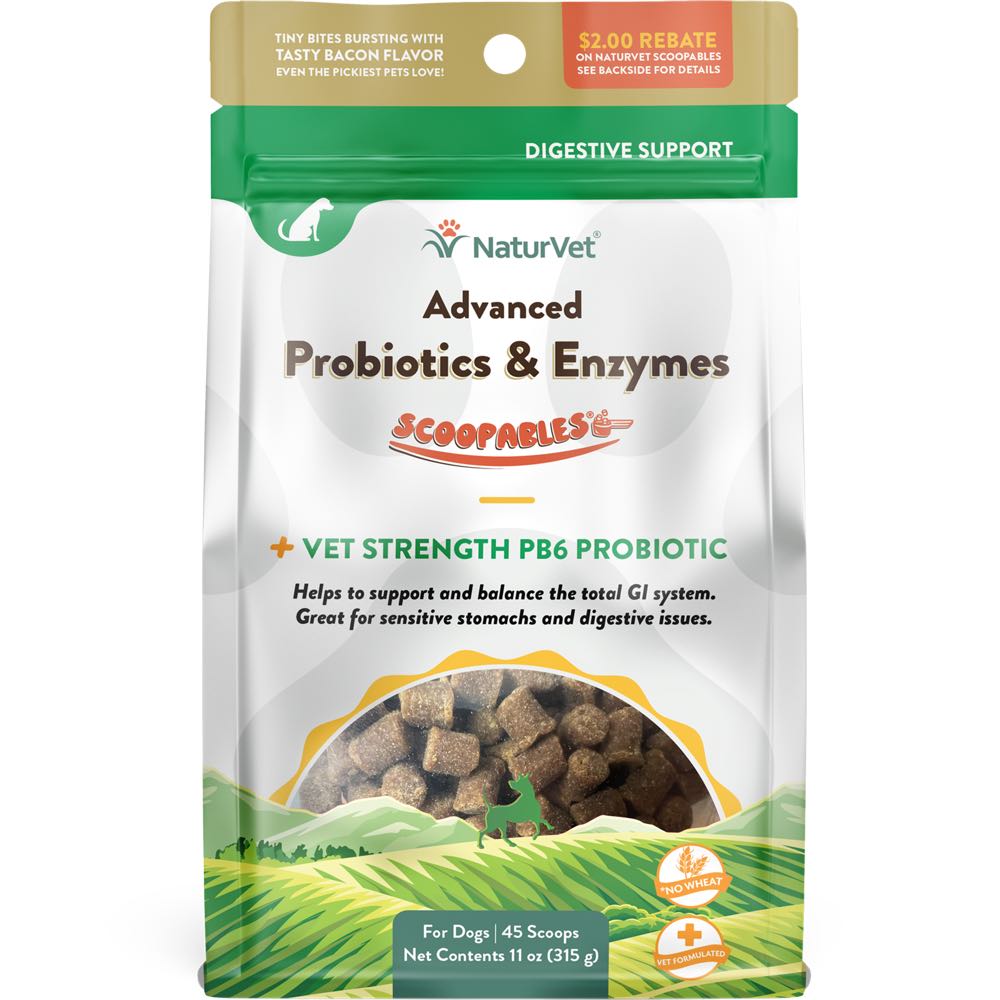 NaturVet Scoopables Advanced Probiotics & Enzymes Digestive Support Dog Supplement 11oz