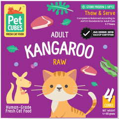 PetCubes Raw Kangaroo Frozen Cat Food 1.28kg