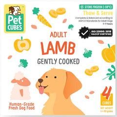 PetCubes Gently Cooked Lamb Grain-Free Frozen Dog Food 2.24kg