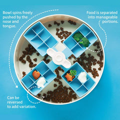 PetDreamHouse SPIN Interactive Slow Feeder For Cats & Dogs (Blue Windmill)