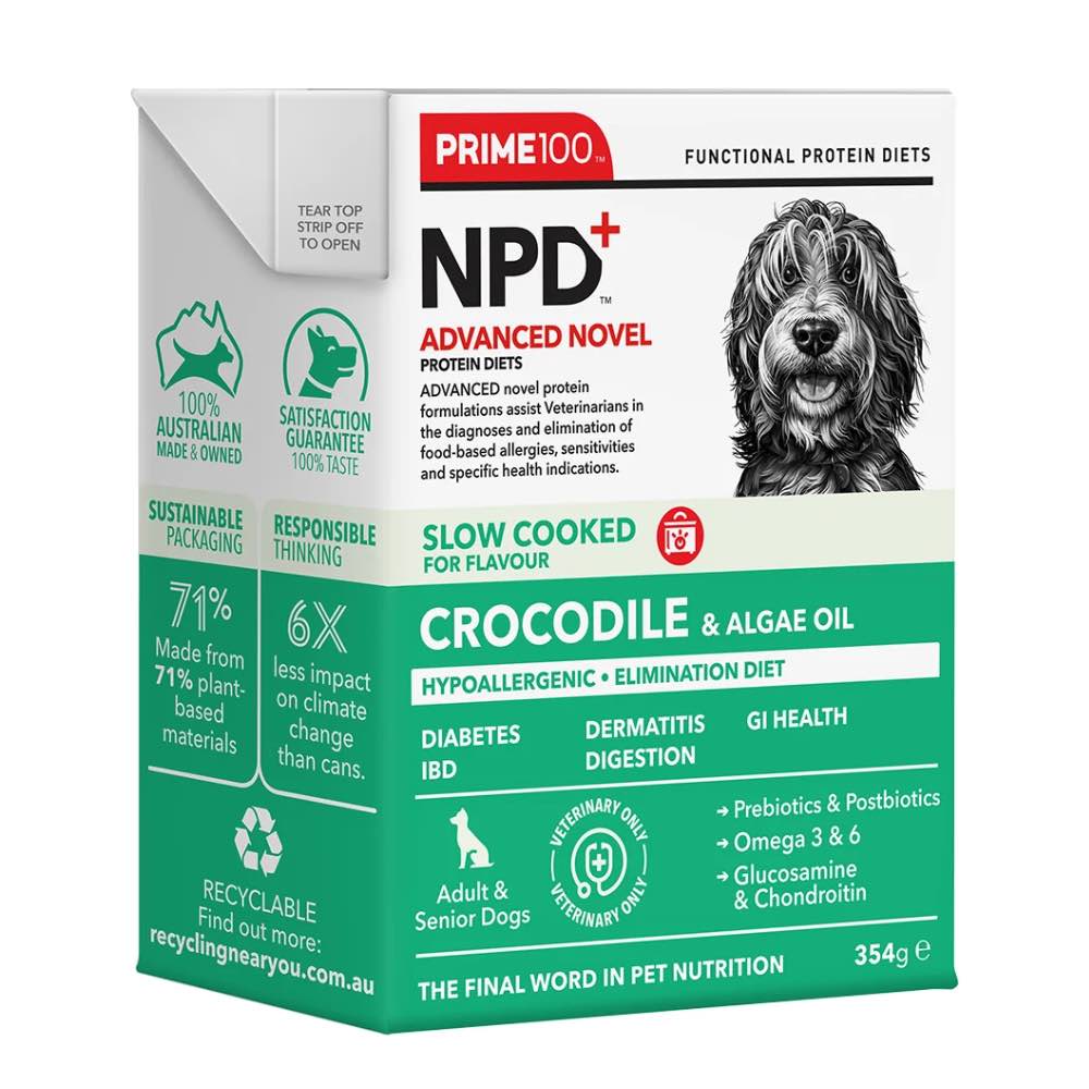 Prime100 NPD Slow Cooked Crocodile & Algae Oil Wet Dog Food 354g