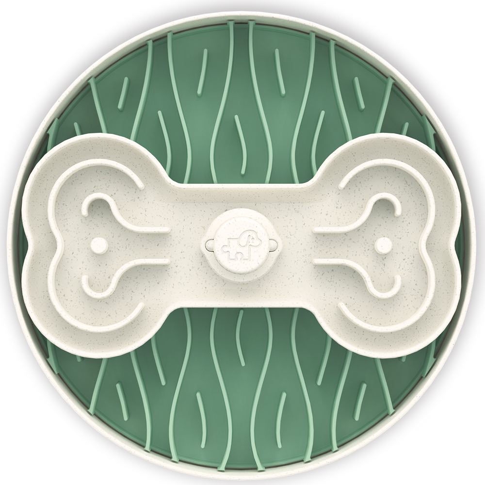 Puzzle Feeder Interactive Dog Bowl (Broken Wave, Green)