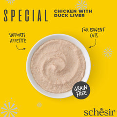 15% OFF (Exp 24May26): Schesir Special Mousse Exigent Chicken With Duck Liver Grain-Free Adult Pouch Cat Food 70g