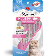 Signature7 Nutri Delights Superfood Whitemeat Tuna With Quinoa & Lutein (Tues) Puree Cat Treats 60g