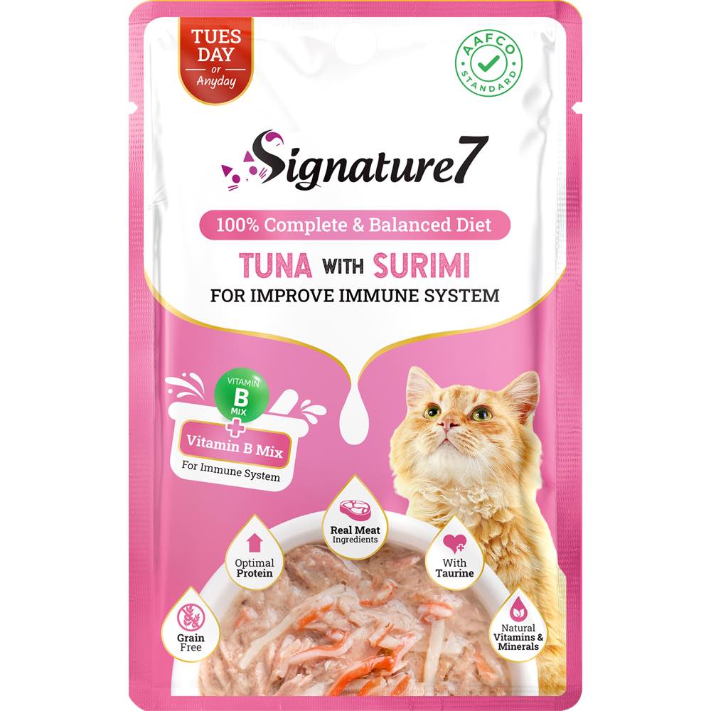 $3 OFF: Signature7 Tuna With Surimi For Improve Immune System (Tue) Grain-Free Pouch Cat Food 50g x 12