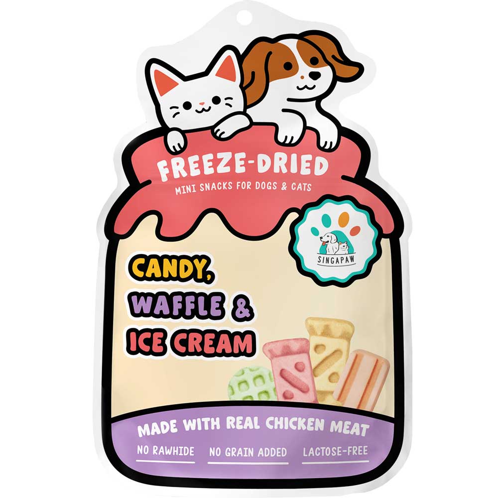 10% OFF: Singapaw Candy, Waffle & Ice Cream Freeze-Dried Mini Snacks Treats For Cats & Dogs 40g