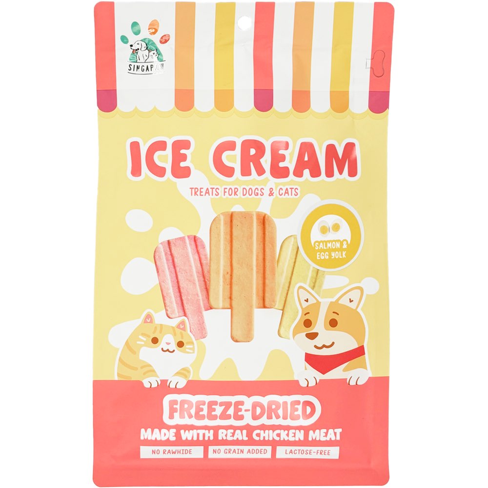 $3 OFF (Exp1May26): Singapaw Ice Cream Chicken With Salmon & Egg Yolk Grain-Free Freeze-Dried Treats For Cats & Dogs 48g