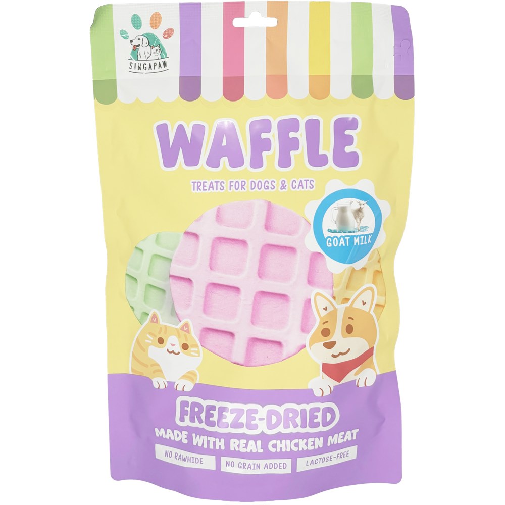 18% OFF: Singapaw Waffle Chicken & Goat Milk Grain-Free Freeze-Dried Treats For Cats & Dogs 120g