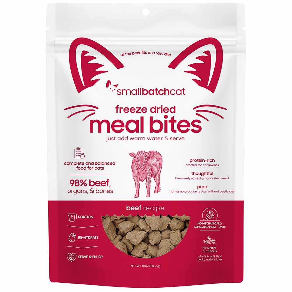 Smallbatch Beef Meal Bites Complete & Balanced Freeze Dried Cat Food 10oz