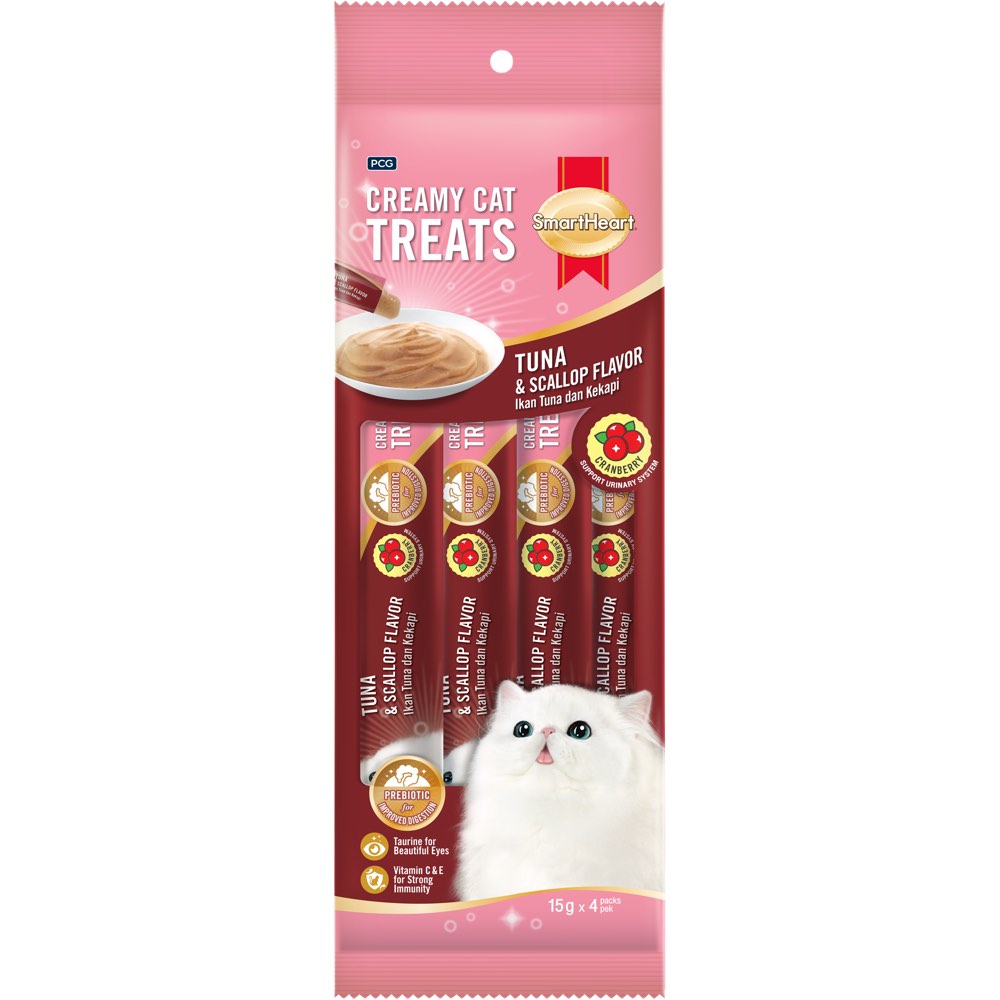 Smartheart Cranberry Tuna & Scallop Creamy Cat Treats 60g