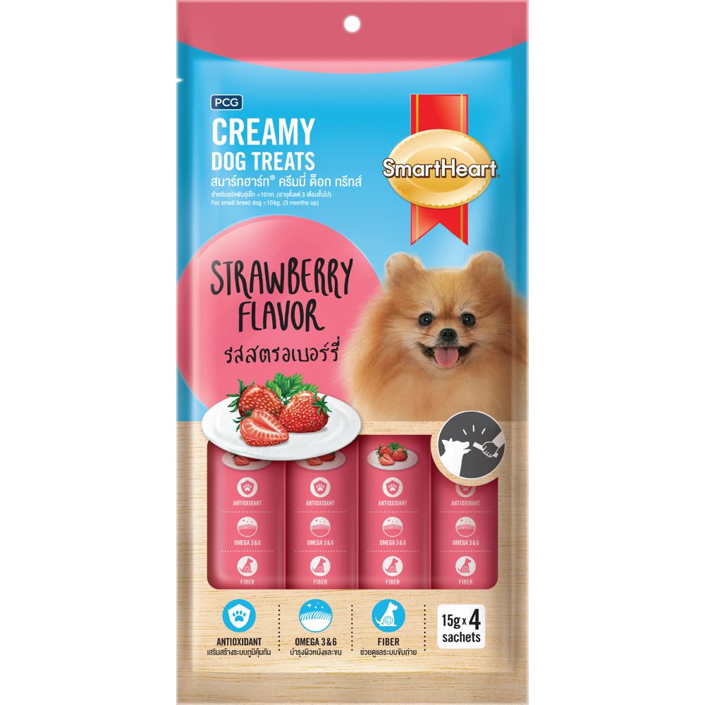 Smartheart Strawberry Flavor Creamy Dog Treats 60g