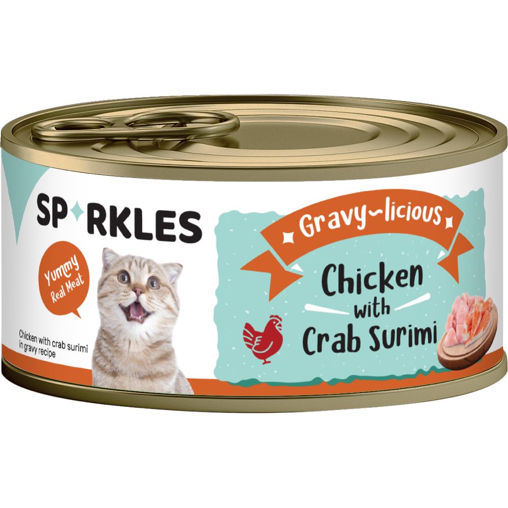 Sparkles Gravy-licious Chicken With Crab Surimi Canned Cat Food 80g x 24