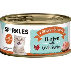 Sparkles Gravy-licious Chicken With Crab Surimi Canned Cat Food 80g x 24
