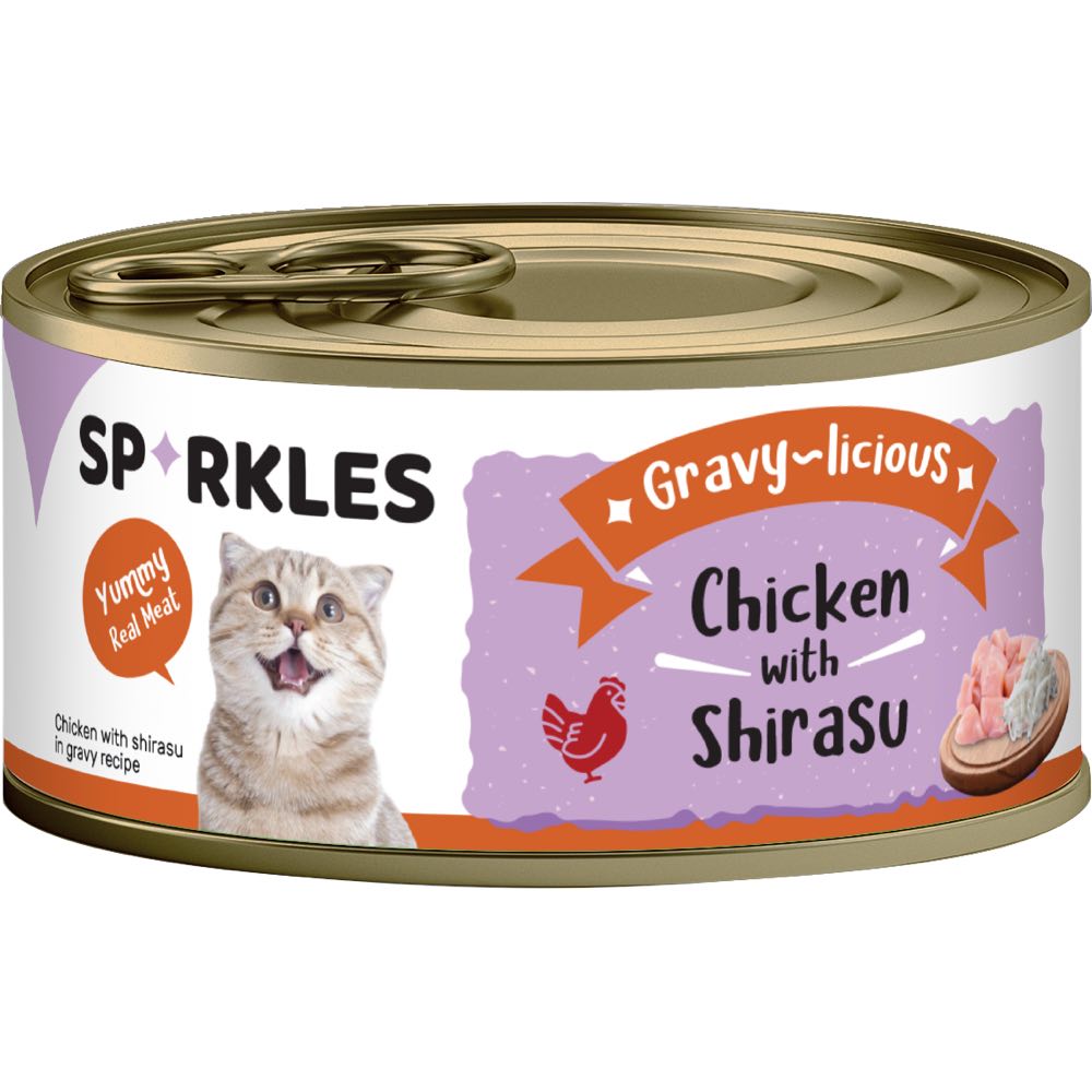 Sparkles Gravy-licious Chicken With Shirasu Canned Cat Food 80g x 24
