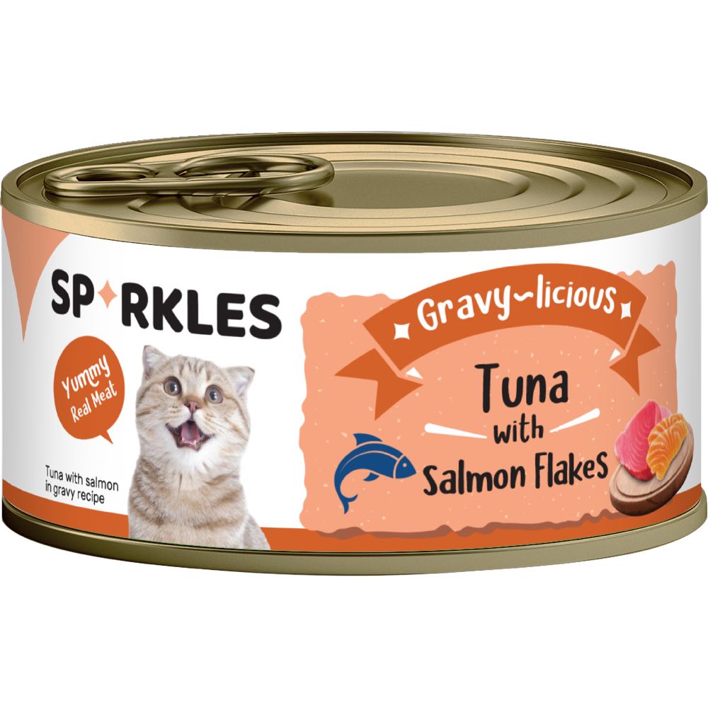 Sparkles Gravy-licious Tuna With Salmon Flakes Canned Cat Food 80g x 24