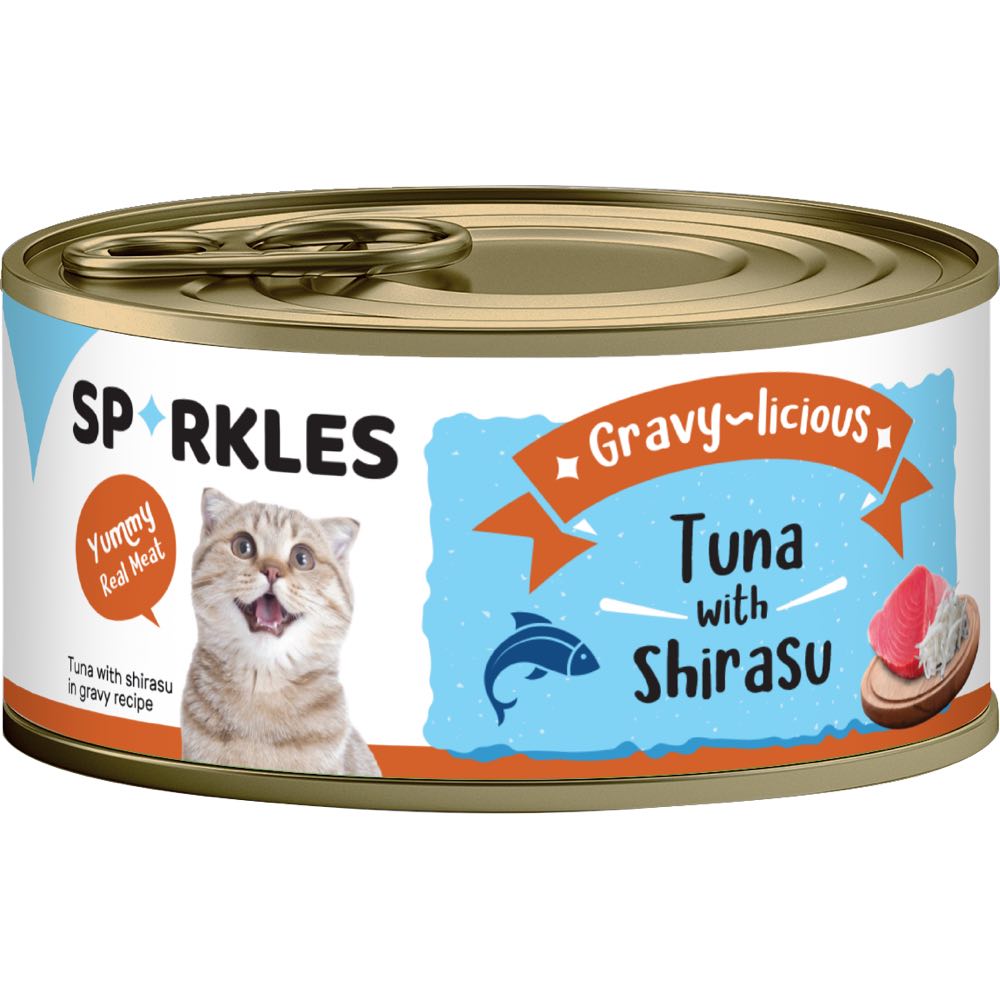 Sparkles Gravy-licious Tuna With Shirasu Canned Cat Food 80g x 24