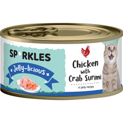 Sparkles Jelly-licious Chicken With Crab Surimi Canned Cat Food 80g x 24