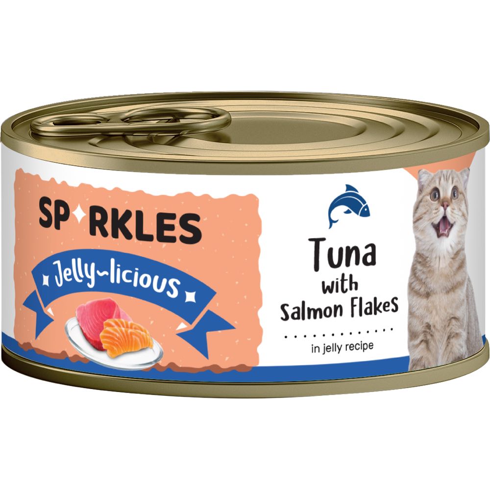 Sparkles Jelly-licious Tuna With Salmon Flakes Canned Cat Food 80g x 24