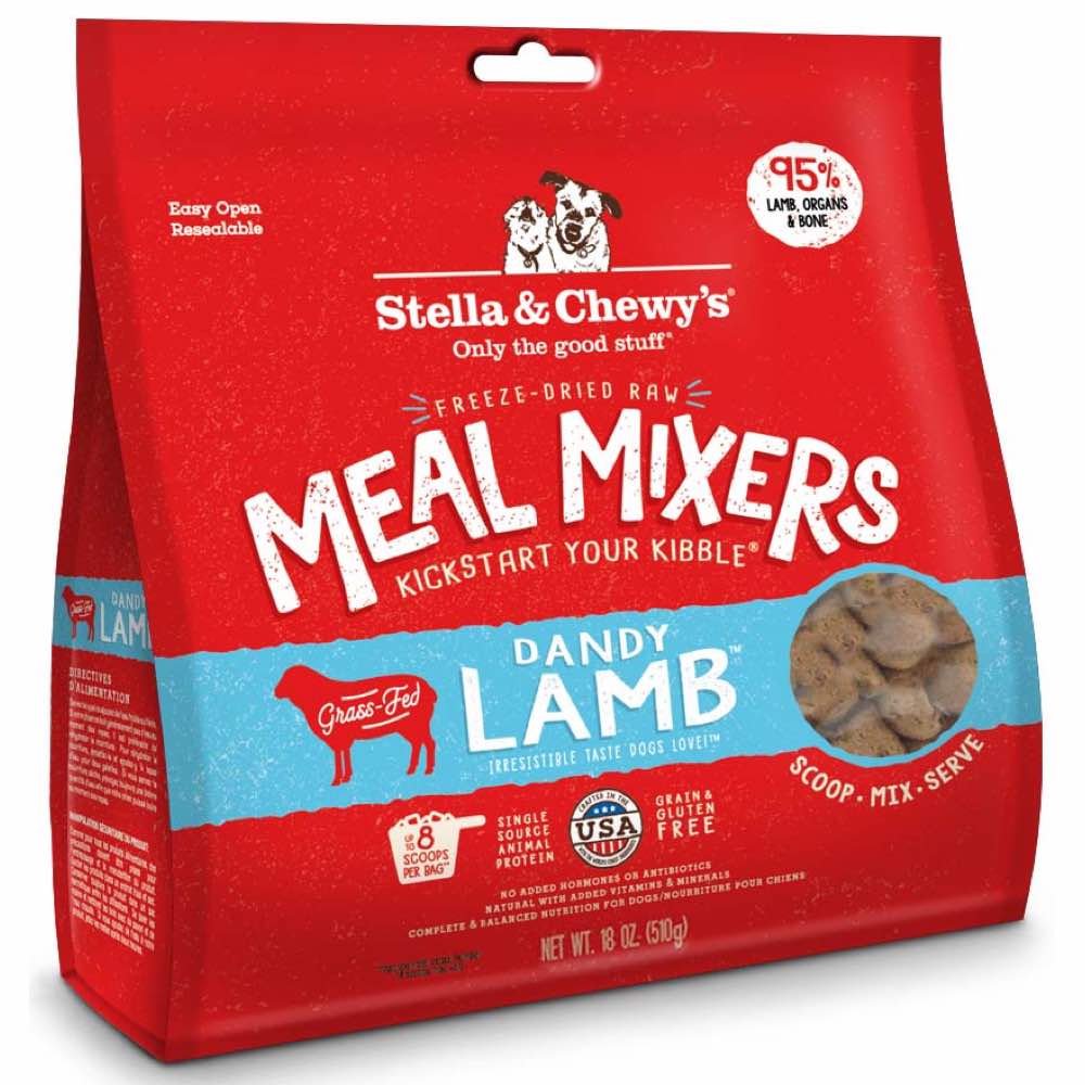 Stella & Chewy's Meal Mixers Dandy Lamb Grain-Free Freeze-Dried Raw Dog Food 18oz