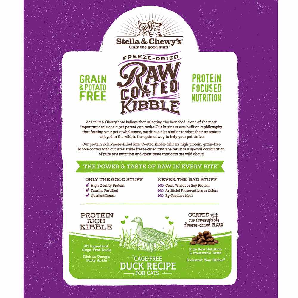 Stella & Chewy‚Äö√Ñ√¥s Freeze-Dried Raw Coated Kibble Cage-Free Duck Grain-Free Dry Cat Food 5lb