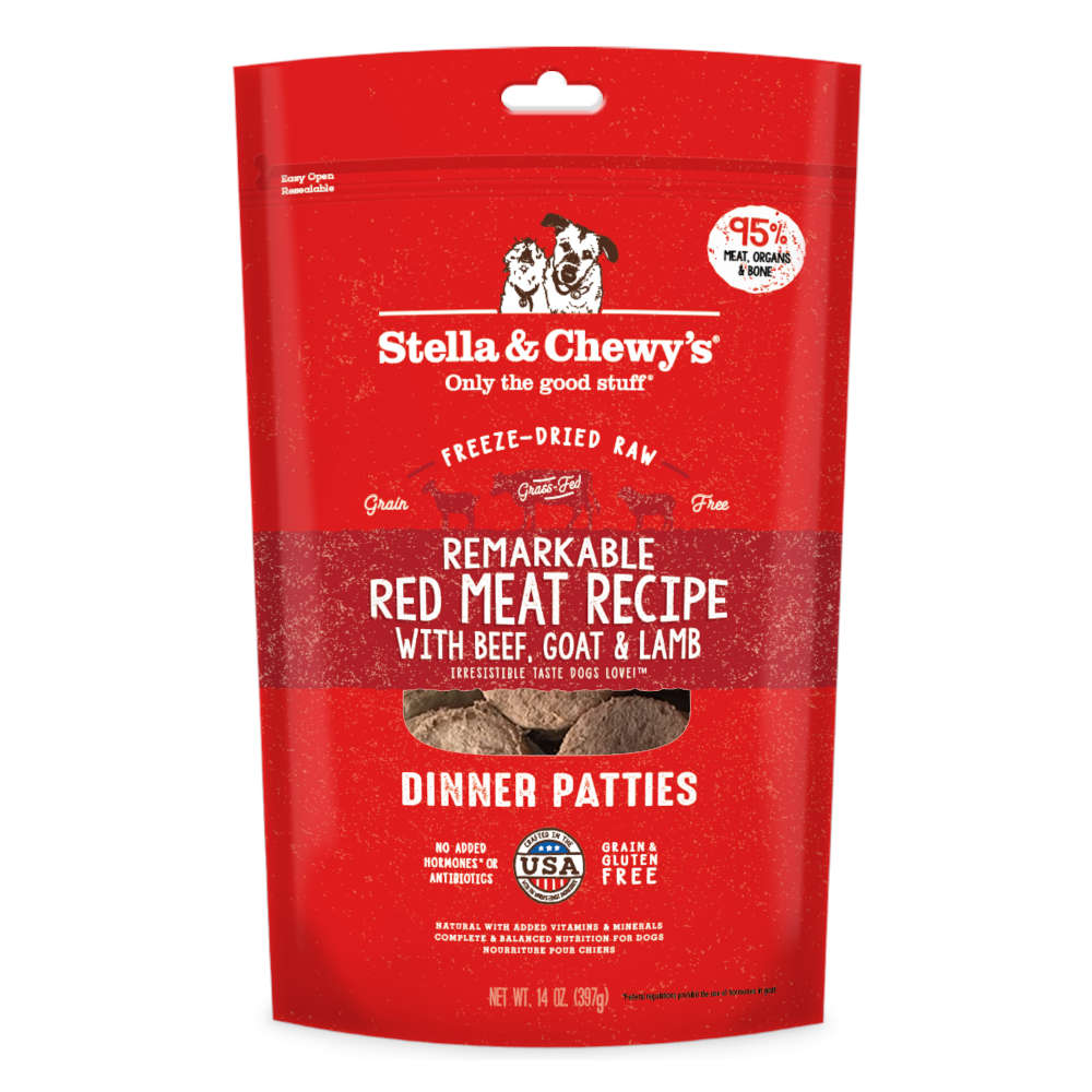 Stella & Chewy’s Remarkable Red Meat Dinner Patties Grain-Free Freeze-Dried Raw Dog Food 14oz