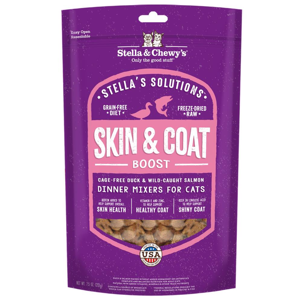 Stella & Chewy‚Äö√Ñ√¥s Stella Solutions Skin & Coat Boost Duck & Salmon Freeze-Dried Cat Food 7.5oz (Exp 6Feb26)