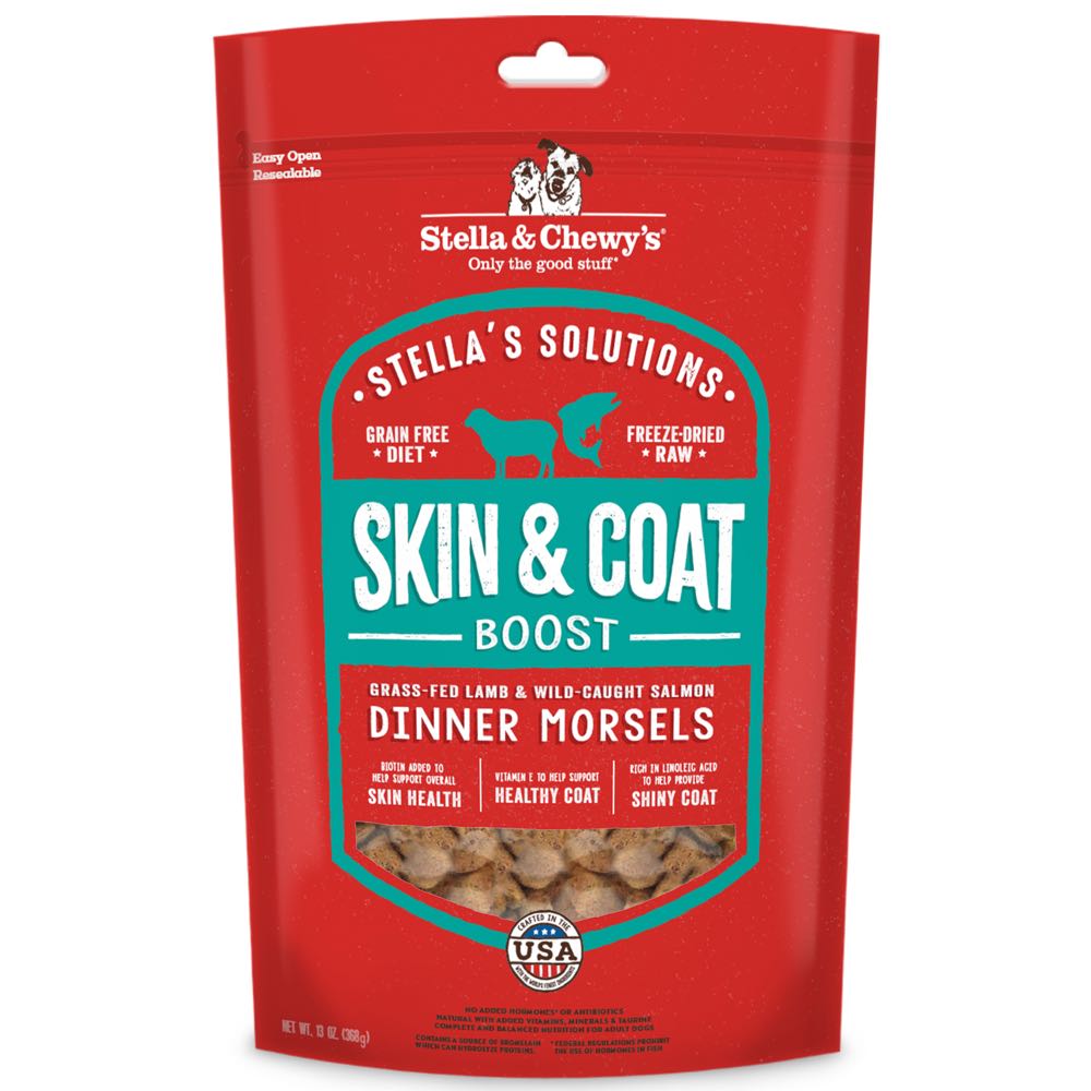 Stella & Chewy’s Stella’s Solutions Skin & Coat Boost Lamb & Salmon Grain-Free Freeze-Dried Raw Dog Food