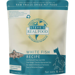 'BUNDLE DEAL': Steve's Real Food White Fish Grain-Free Freeze-Dried Raw Food For Cats & Dogs 20oz