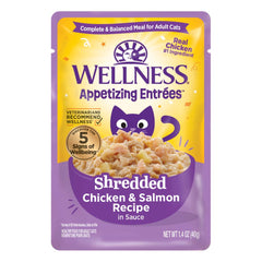 Wellness Appetizing Entrees Shredded Chicken & Salmon Adult Pouch Cat Food 1.4oz