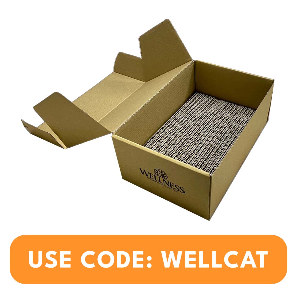 'FREE W/ MIN. $40 Wellness Cat Food': Wellness Cat Scratcher