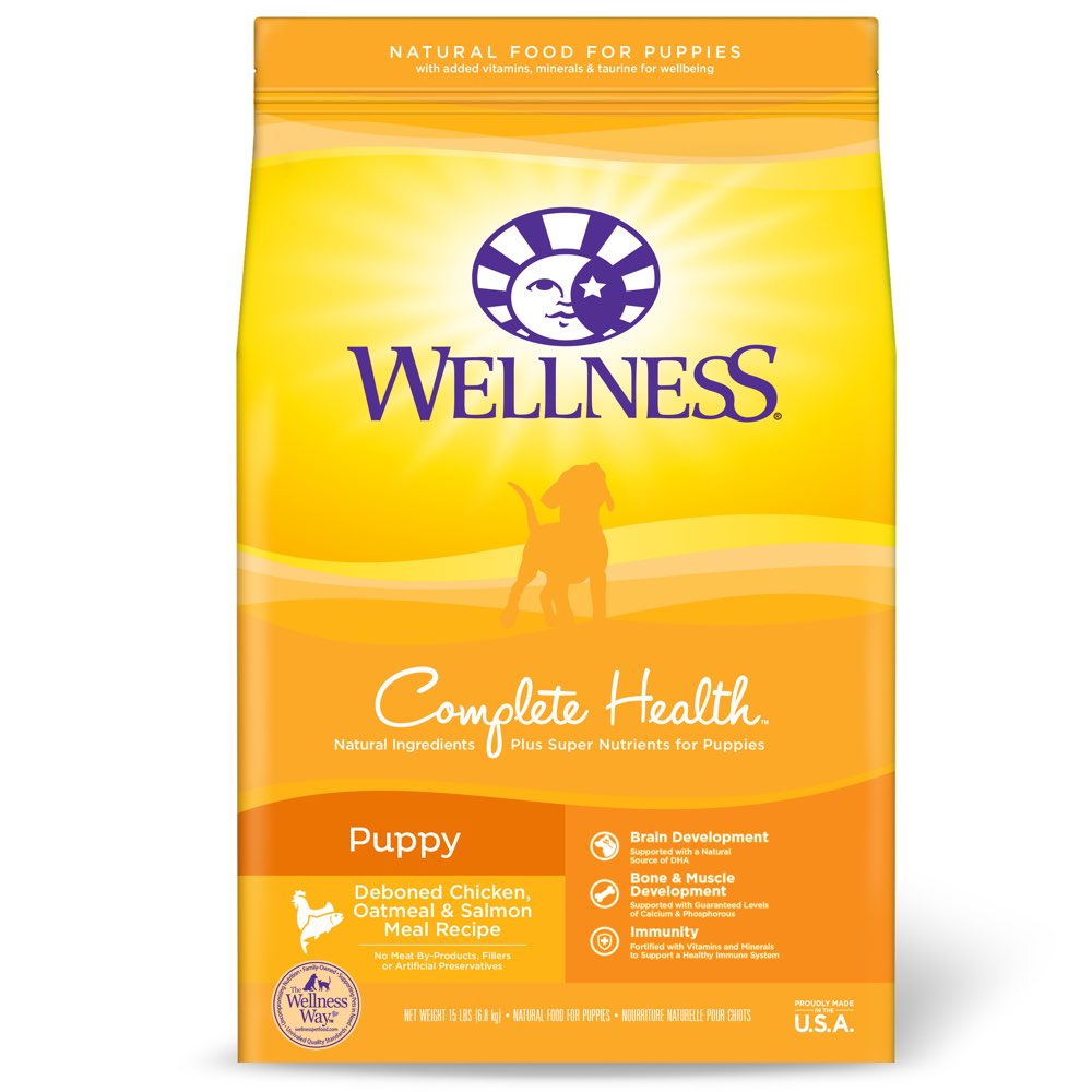 'FREE TREAT': Wellness Complete Health Puppy Chicken, Oatmeal & Salmon Dry Dog Food